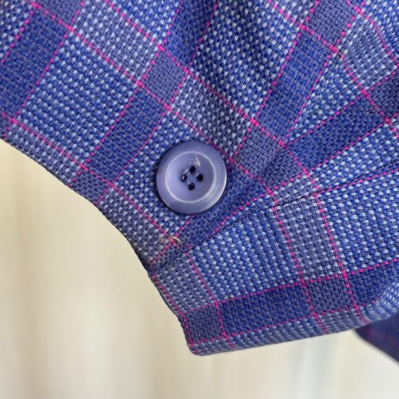 Pendleton Vintage Button Down Blue Plaid Collarless Blazer Size 22 - Picture 6 of 13